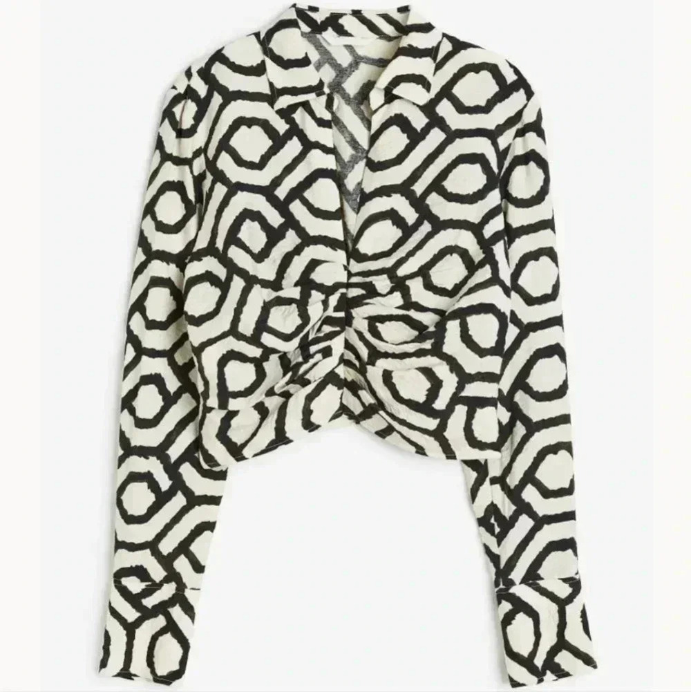 H&M Womens Patterned Blouse with Collar